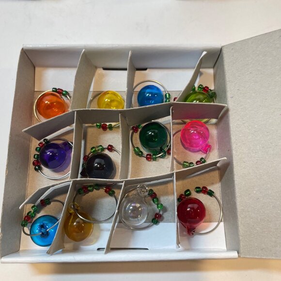 Pier 1 Imports Wine Charms Tree Set With 12 Glass Charms & Glass Stand - Picture 8 of 10